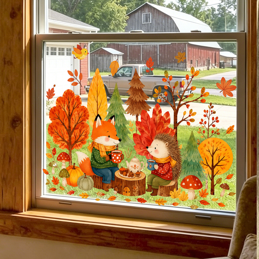 1pc autumn window decal, cute  - đánh giá và giá Nettle Leaf Tea