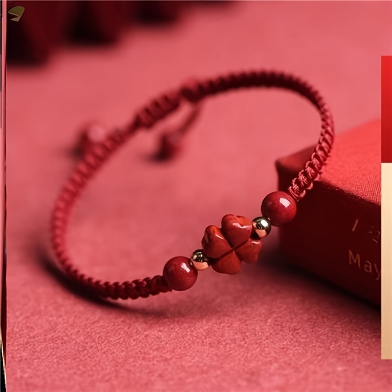 Braided Lucky Red Cord Bracele - đánh giá và giá Red Clover Flower