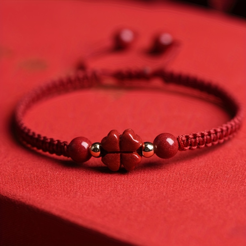 Braided Lucky Red Cord Bracele - đánh giá và giá Red Clover Flower