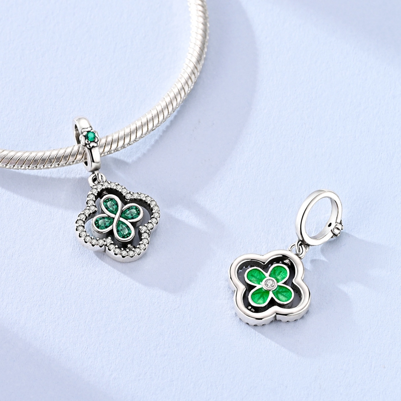 New 925 Sterling Silver Green  - đánh giá và giá Red Clover Flower